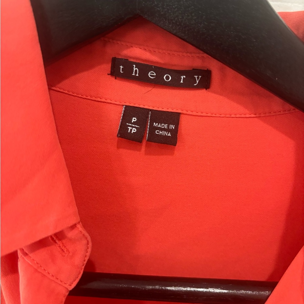 THEORY Classic orange silk shirt, Size: P/TP - Picture 5 of 8